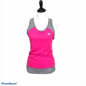 adidas Ultimate loose fit racer back pink and gray tank top